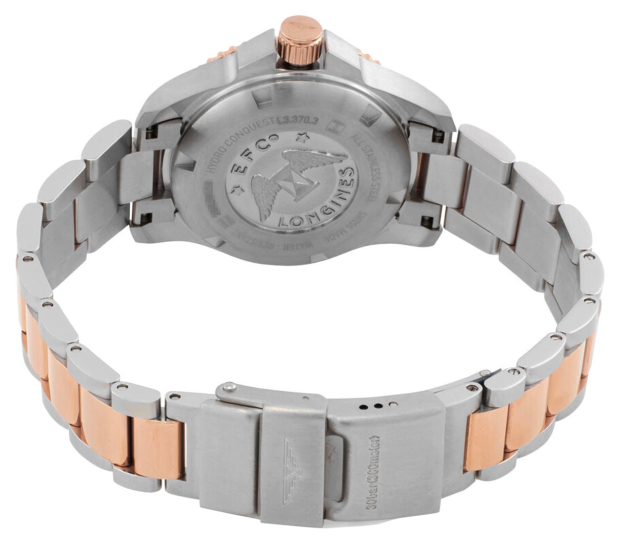 Longines HydroConquest Stainless Steel & Rose Gold PVD Mother-Of-Pearl Dial Diamonds Date Divers Quartz Womens Watch L3.370.3.89.6 wholesalehk.shop