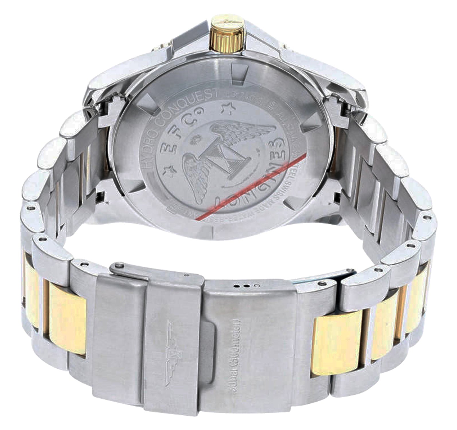 Longines HydroConquest Two-Tone Stainless Steel Black Dial Date Divers Quartz Mens Watch L3.740.3.56.7 wholesalehk.shop