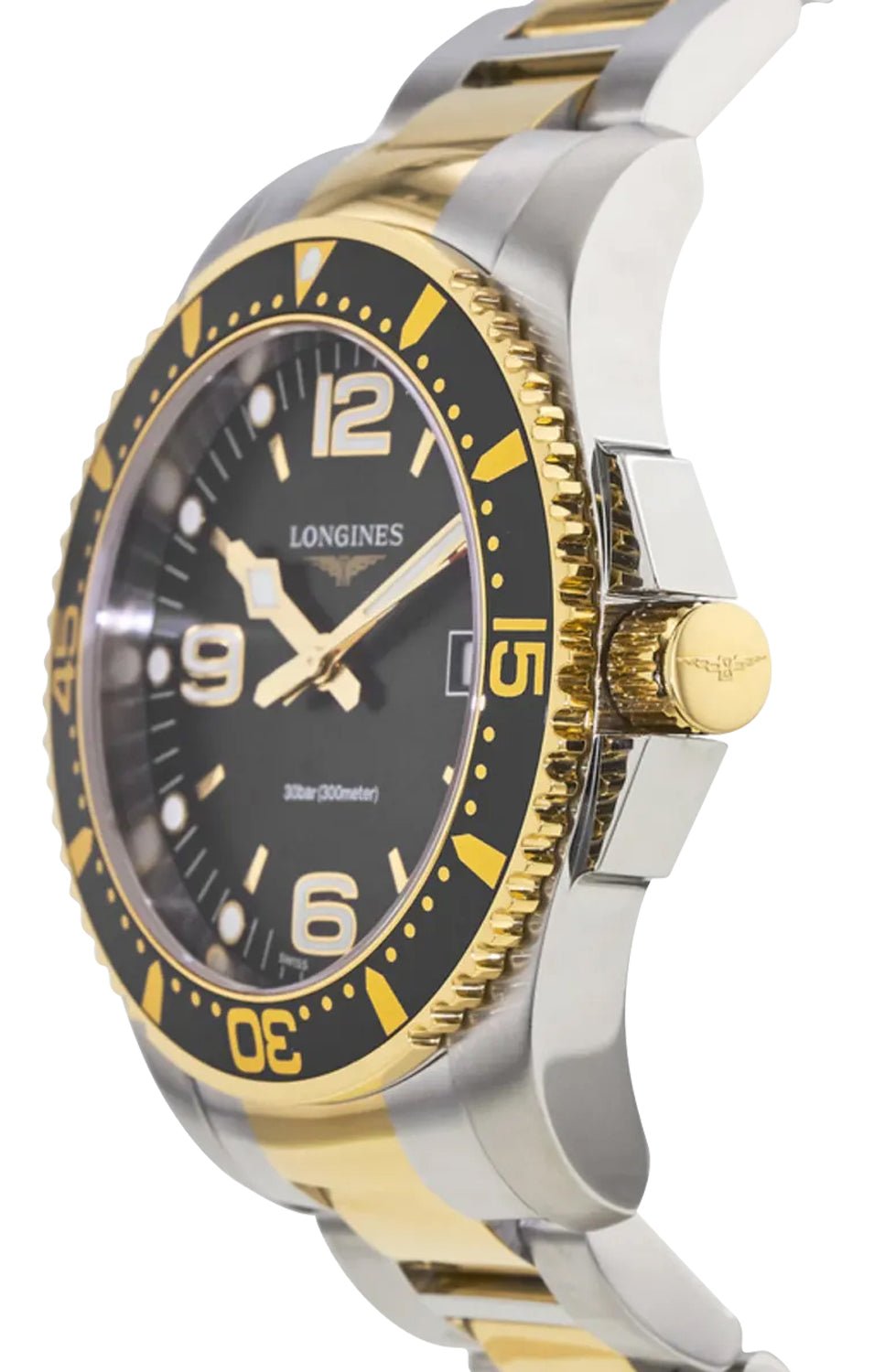 Longines HydroConquest Two-Tone Stainless Steel Black Dial Date Divers Quartz Mens Watch L3.740.3.56.7 wholesalehk.shop