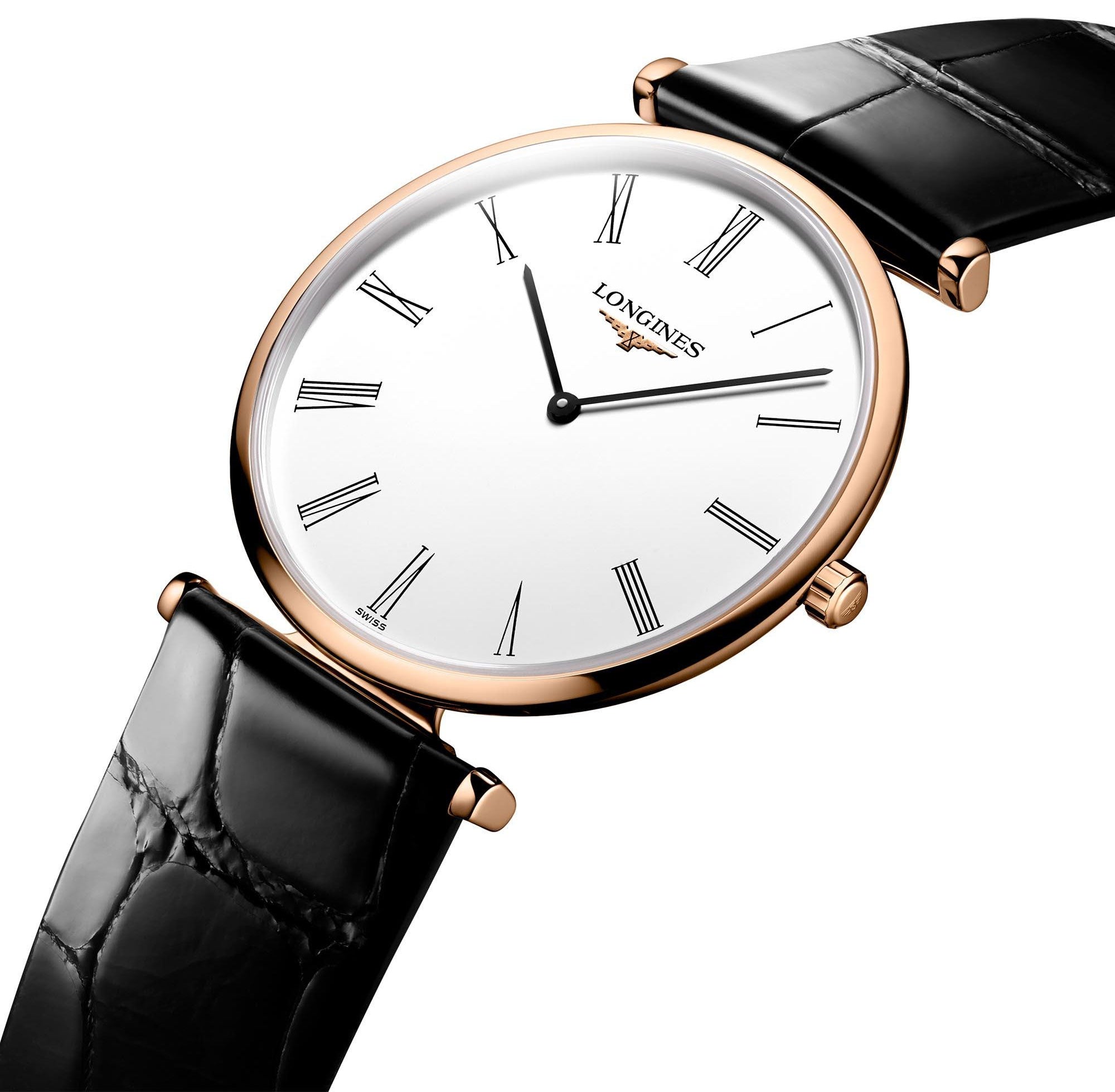 Longines La Grand Classique Rose Gold PVD White Dial Black Leather Strap Quartz Womens Watch L4.709.1.21.2 wholesalehk.shop