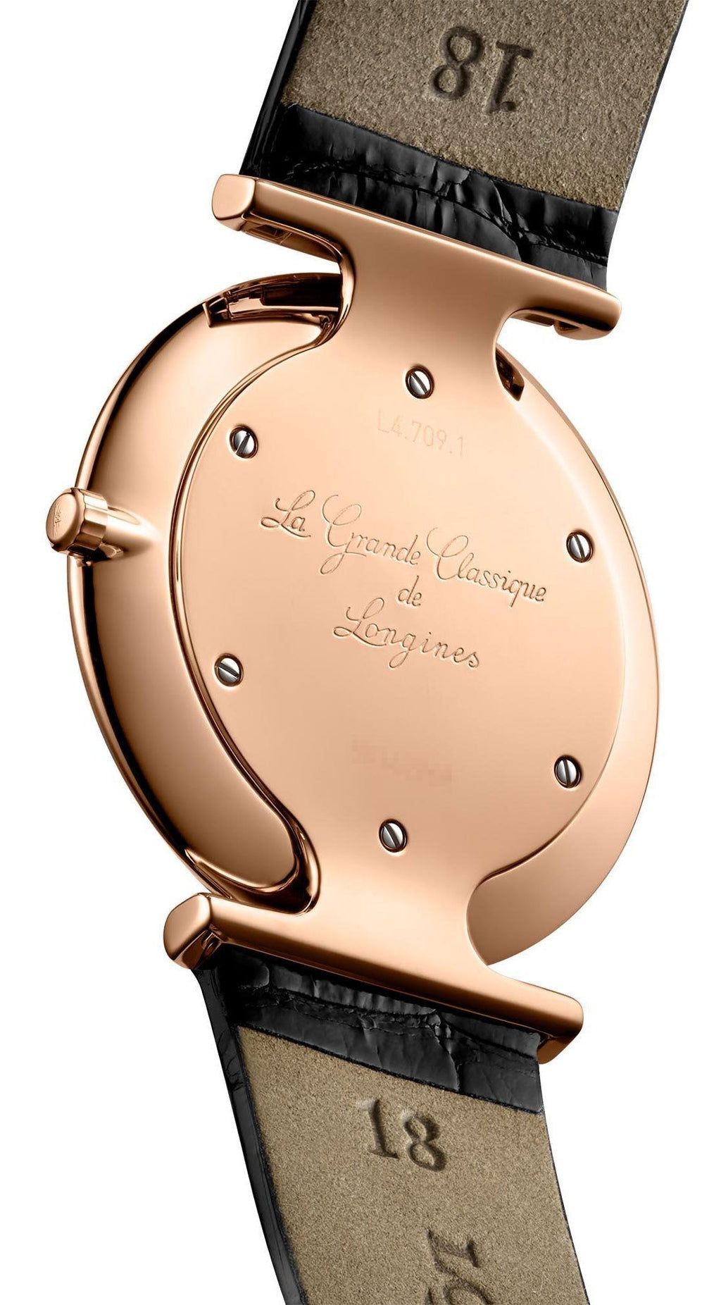 Longines La Grand Classique Rose Gold PVD White Dial Black Leather Strap Quartz Womens Watch L4.709.1.21.2 wholesalehk.shop