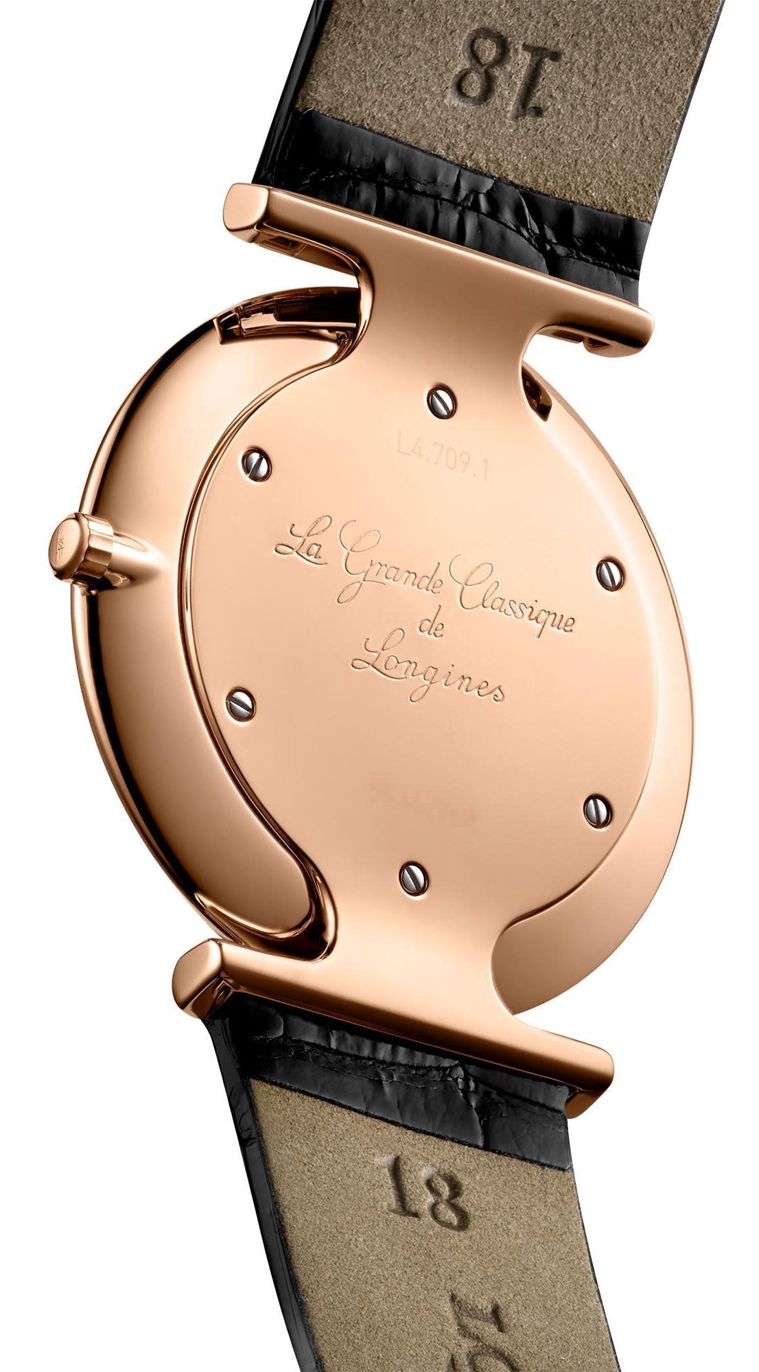 Longines La Grand Classique Rose Gold PVD White Dial Black Leather Strap Quartz Womens Watch L4.709.1.21.2 wholesalehk.shop
