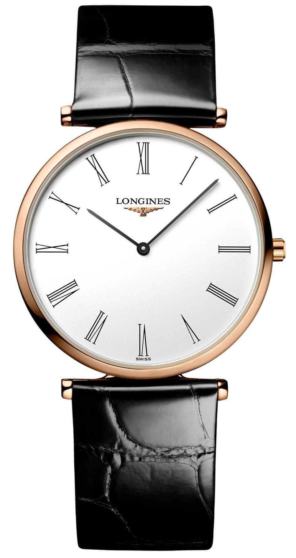 Longines La Grand Classique Rose Gold PVD White Dial Black Leather Strap Quartz Womens Watch L4.709.1.21.2 wholesalehk.shop