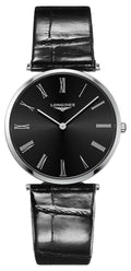 Longines La Grand Classique Stainless Steel Black Dial Black Leather Strap Quartz Unisex Watch L4.755.4.51.2 wholesalehk.shop