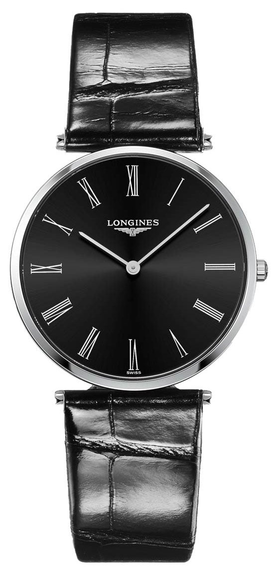 Longines La Grand Classique Stainless Steel Black Dial Black Leather Strap Quartz Unisex Watch L4.755.4.51.2 wholesalehk.shop
