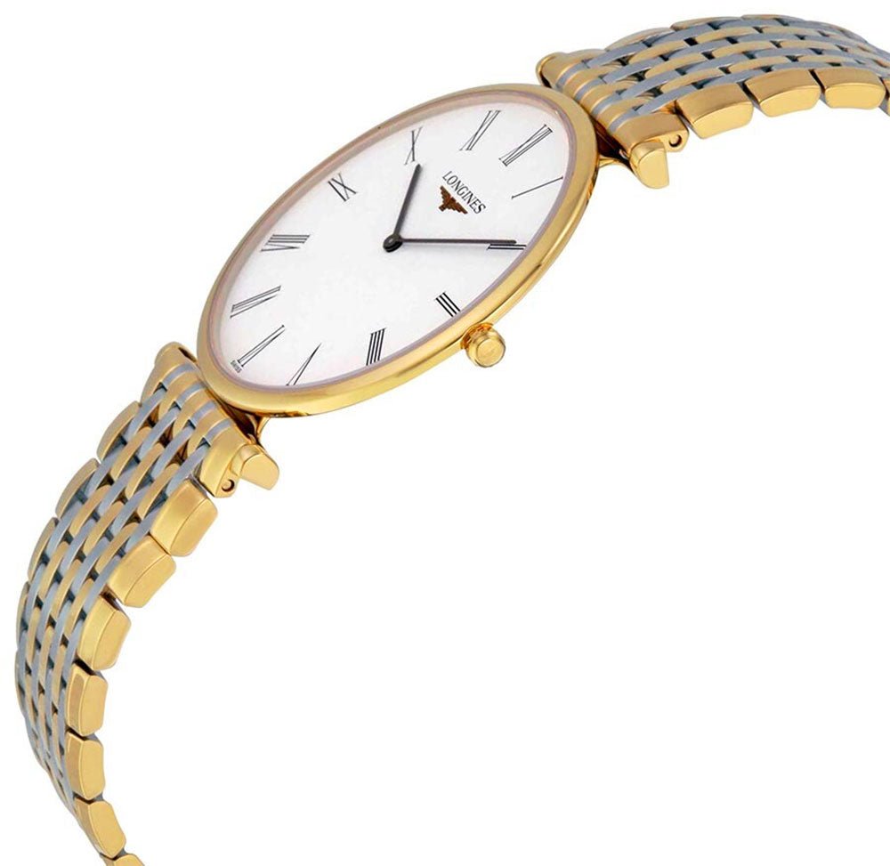 Longines La Grand Classique Yellow Gold PVD and Stainless Steel White Dial Quartz Mens Watch L4.766.2.11.7 wholesalehk.shop