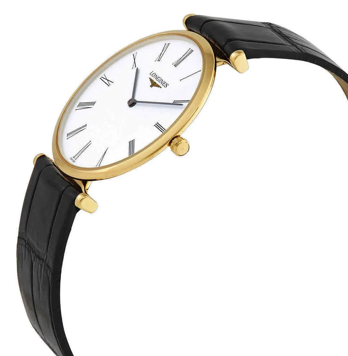 Longines La Grand Classique Yellow Gold PVD White Dial Black Leather Strap Quartz Womens Watch L4.709.2.21.2 wholesalehk.shop