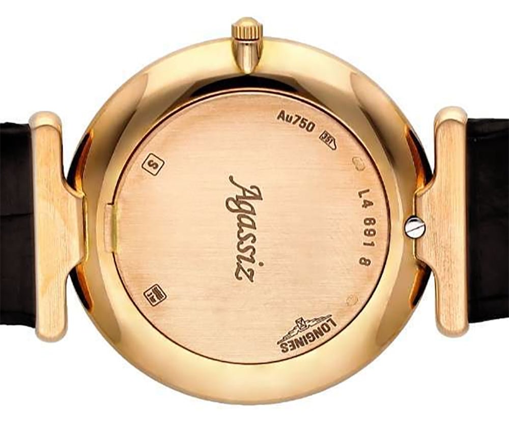 Longines La Grande Classique Agassiz 18K Rose Gold White Dial Black Leather Strap Quartz Unisex Watch L4.691.8.11.0 wholesalehk.shop