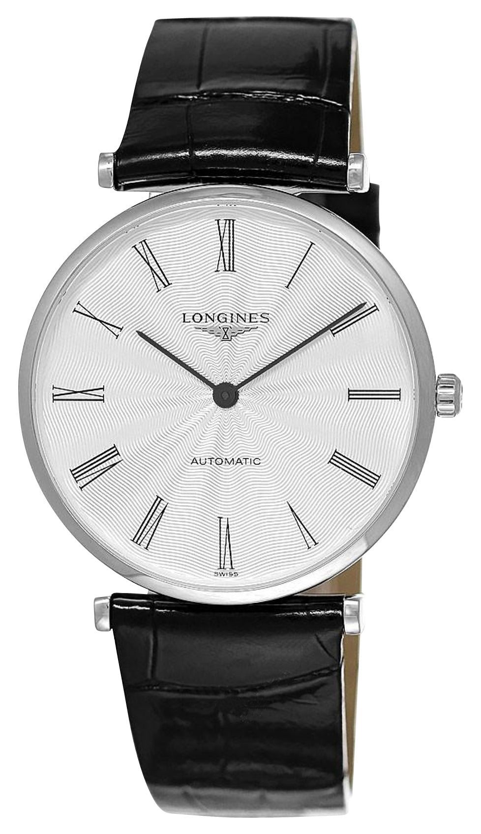 Longines La Grande Classique Automatic Stainless Steel Silver Dial Black Leather Strap Unisex Watch L4.908.4.71.2 wholesalehk.shop