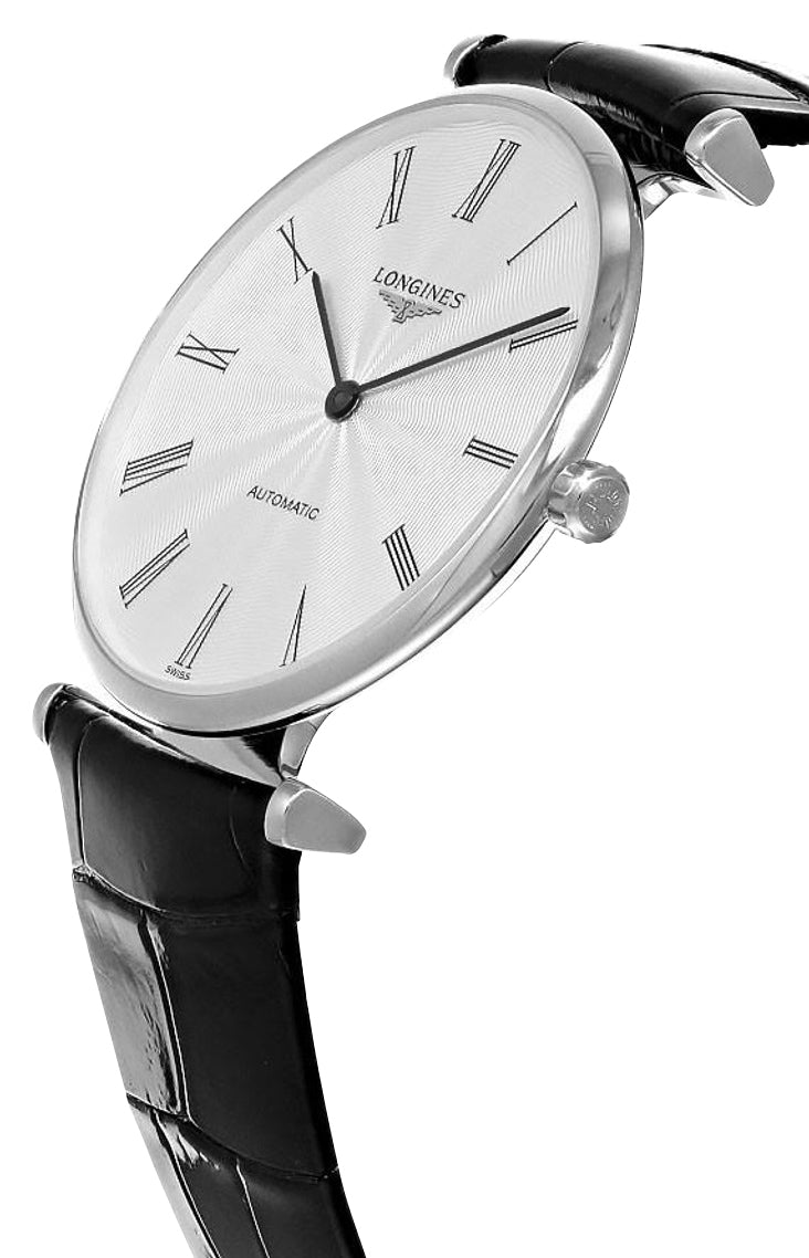 Longines La Grande Classique Automatic Stainless Steel Silver Dial Black Leather Strap Unisex Watch L4.908.4.71.2 wholesalehk.shop