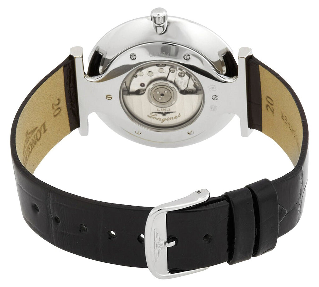 Longines La Grande Classique Automatic Stainless Steel White Dial Black Leather Strap Mens Watch L4.918.4.11.2 wholesalehk.shop