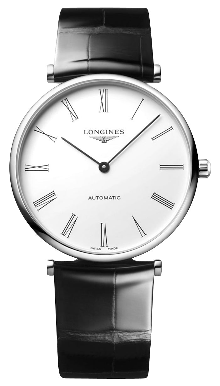 Longines La Grande Classique Automatic Stainless Steel White Dial Black Leather Strap Mens Watch L4.918.4.11.2 wholesalehk.shop