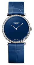 Longines La Grande Classique Monochrome Stainless Steel Blue Dial Blue Leather Strap Diamonds Quartz Womens Watch L4.523.0.90.2 wholesalehk.shop