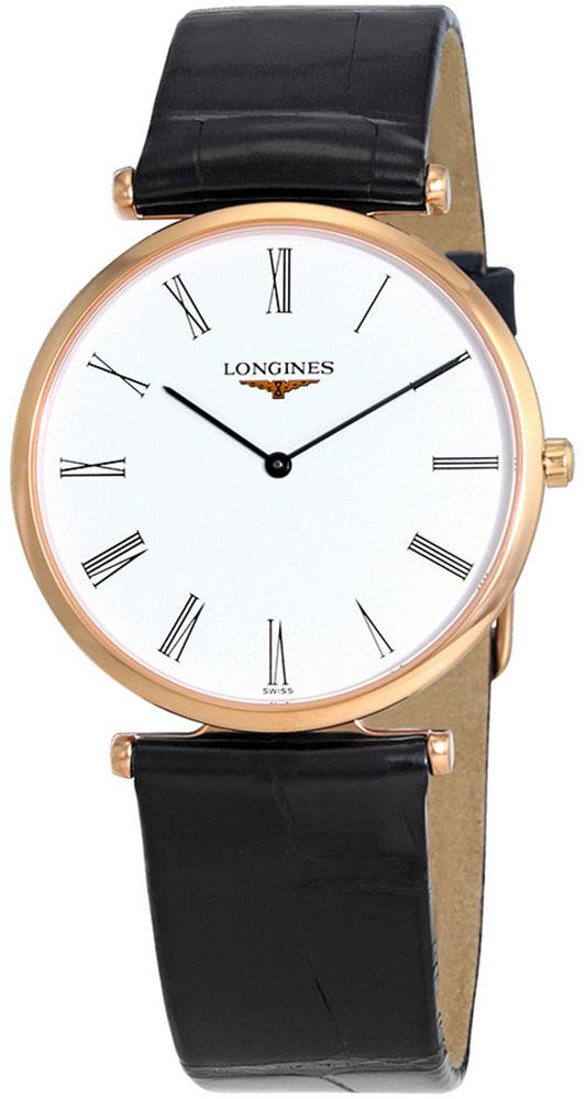 Longines La Grande Classique Rose Gold PVD White Dial Black Leather Strap Quartz Mens Watch L4.709.1.91.2 wholesalehk.shop