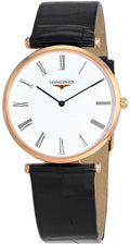 Longines La Grande Classique Rose Gold PVD White Dial Black Leather Strap Quartz Mens Watch L4.709.1.91.2 wholesalehk.shop