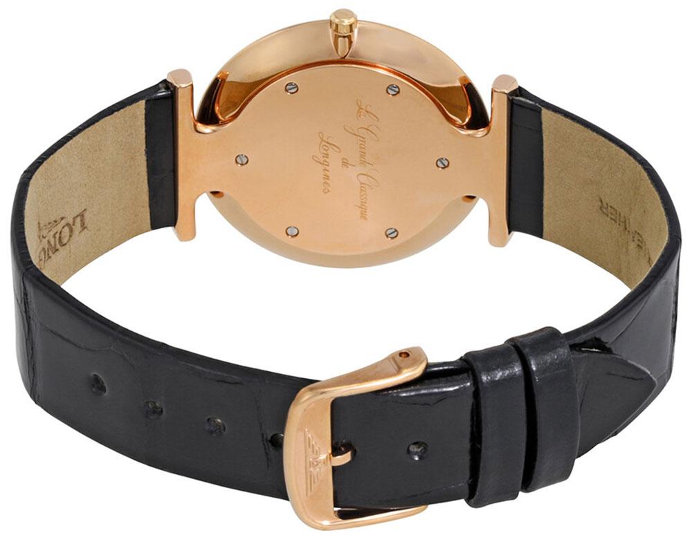 Longines La Grande Classique Rose Gold PVD White Dial Black Leather Strap Quartz Mens Watch L4.709.1.91.2 wholesalehk.shop