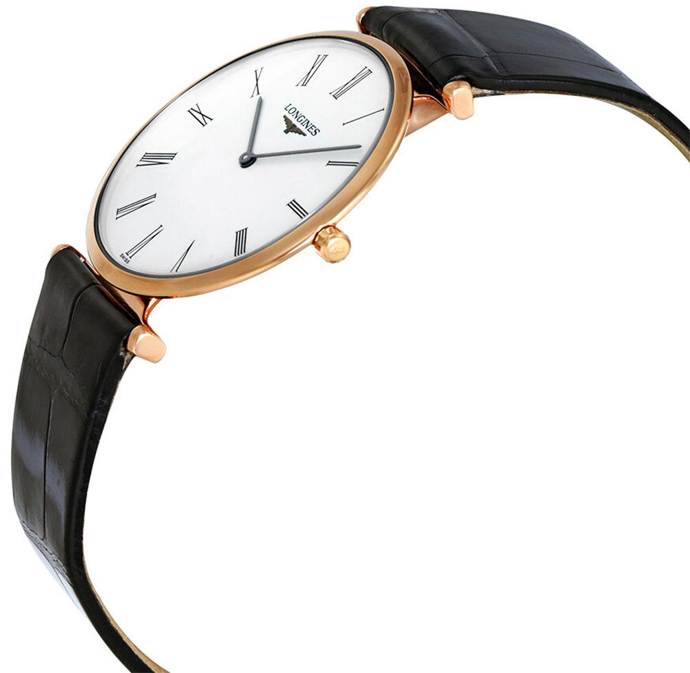 Longines La Grande Classique Rose Gold PVD White Dial Black Leather Strap Quartz Mens Watch L4.709.1.91.2 wholesalehk.shop