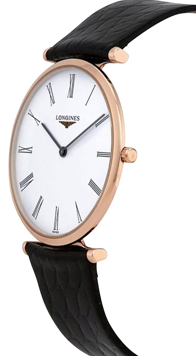 Longines La Grande Classique Rose Gold PVD White Dial Black Leather Strap Quartz Unisex Watch L4.755.1.91.2 wholesalehk.shop