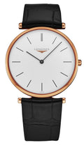 Longines La Grande Classique Rose Gold PVD White Dial Black Leather Strap Quartz Unisex Watch L4.755.1.92.2 wholesalehk.shop