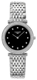 Longines La Grande Classique Stainless Steel Black Dial Diamonds Quartz Womens Watch L4.515.0.58.6 wholesalehk.shop