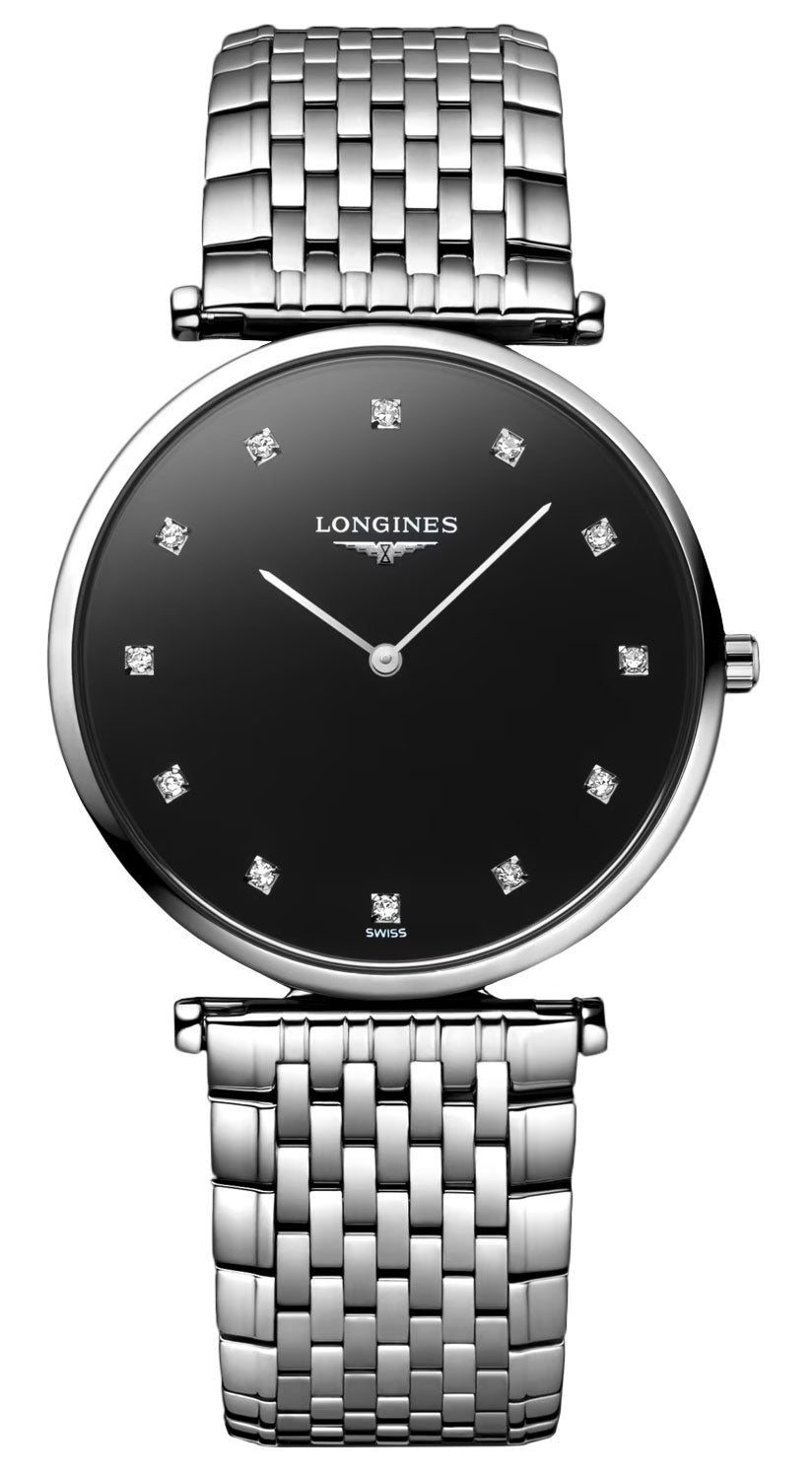 Longines La Grande Classique Stainless Steel Black Dial Diamonds Quartz Womens Watch L4.709.4.55.6 wholesalehk.shop