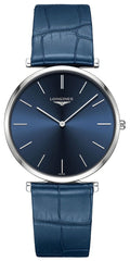 Longines La Grande Classique Stainless Steel Blue Dial Blue Leather Strap Quartz Unisex Watch L4.766.4.95.2 wholesalehk.shop
