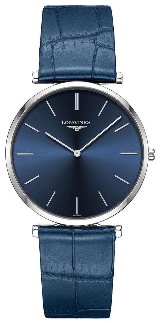 Longines La Grande Classique Stainless Steel Blue Dial Blue Leather Strap Quartz Unisex Watch L4.766.4.95.2 wholesalehk.shop