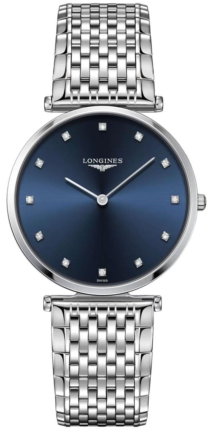 Longines La Grande Classique Stainless Steel Blue Dial Diamonds Quartz Unisex Watch L4.755.4.97.6 wholesalehk.shop