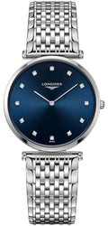 Longines La Grande Classique Stainless Steel Blue Dial Diamonds Quartz Womens Watch L4.709.4.97.6 wholesalehk.shop