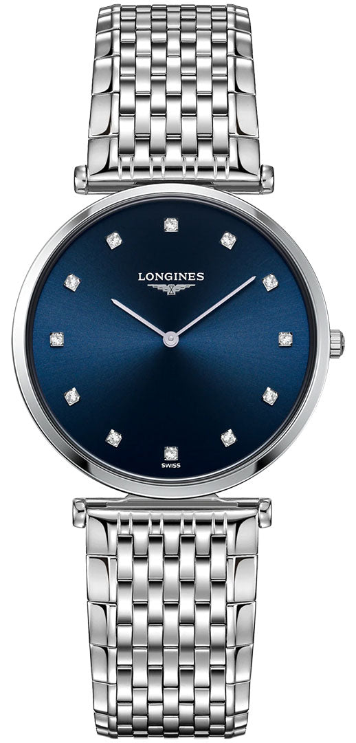 Longines La Grande Classique Stainless Steel Blue Dial Diamonds Quartz Womens Watch L4.709.4.97.6 wholesalehk.shop
