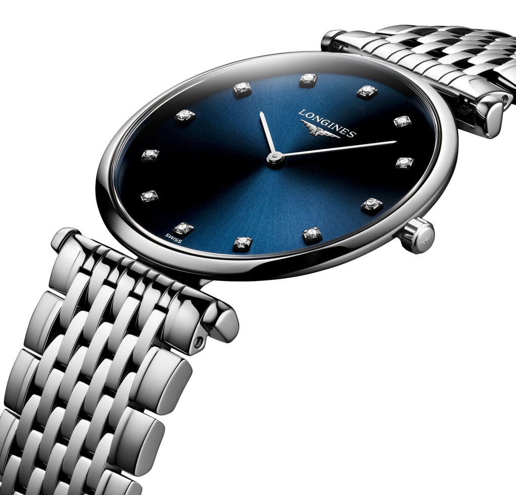 Longines La Grande Classique Stainless Steel Blue Dial Diamonds Quartz Womens Watch L4.709.4.97.6 wholesalehk.shop