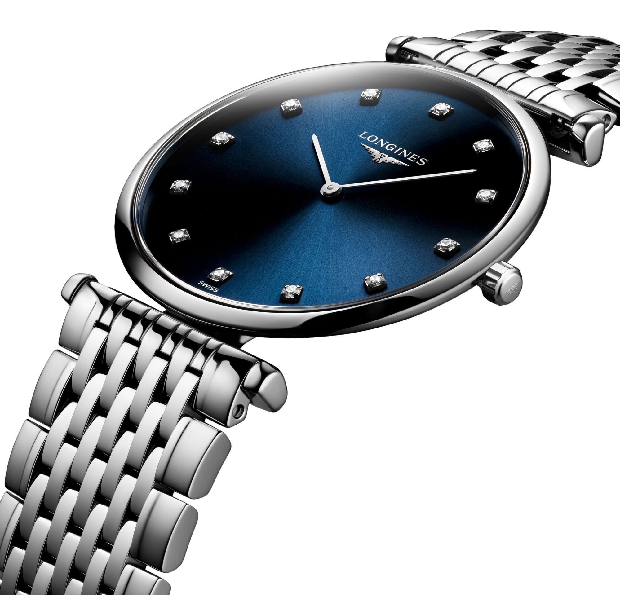 Longines La Grande Classique Stainless Steel Blue Dial Diamonds Quartz Womens Watch L4.709.4.97.6 wholesalehk.shop