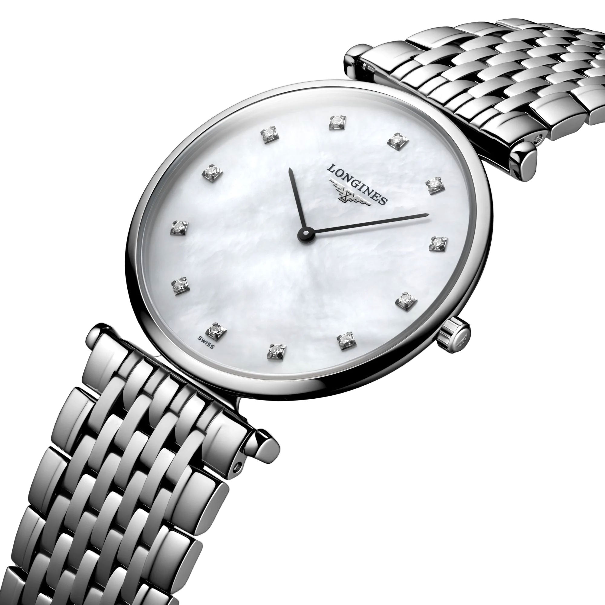 Longines La Grande Classique Stainless Steel Mother-Of-Pearl Dial Diamonds Quartz Womens Watch L4.709.4.88.6 wholesalehk.shop
