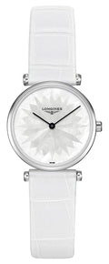 Longines La Grande Classique Stainless Steel Mother-Of-Pearl Dial White Leather Strap Quartz Womens Watch L4.209.4.05.2 wholesalehk.shop