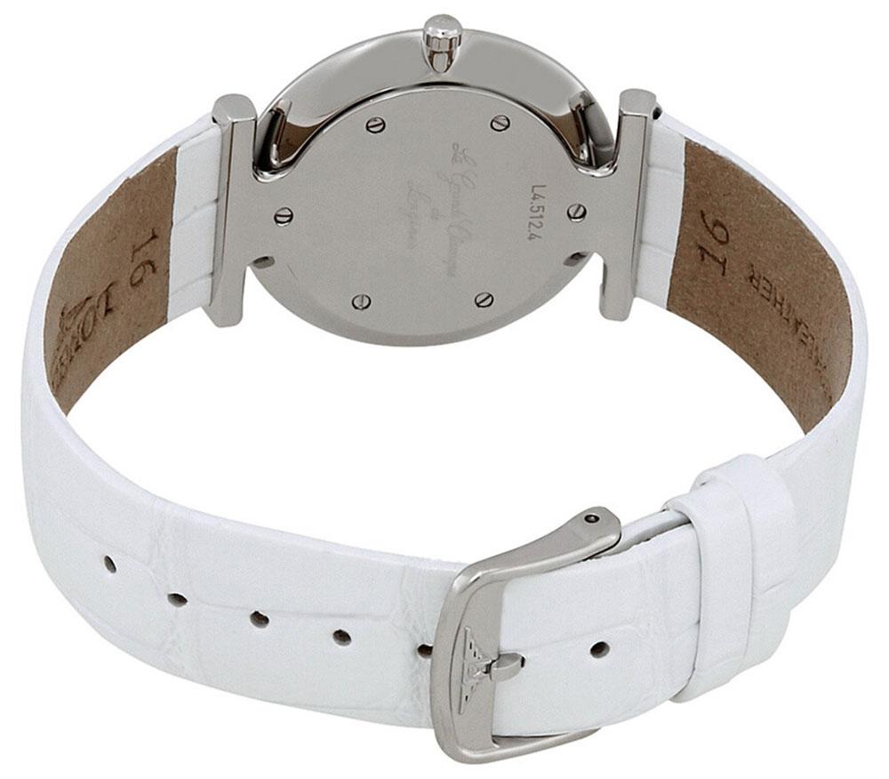 Longines La Grande Classique Stainless Steel Mother-Of-Pearl Dial White Leather Strap Quartz Womens Watch L4.512.4.05.2 wholesalehk.shop