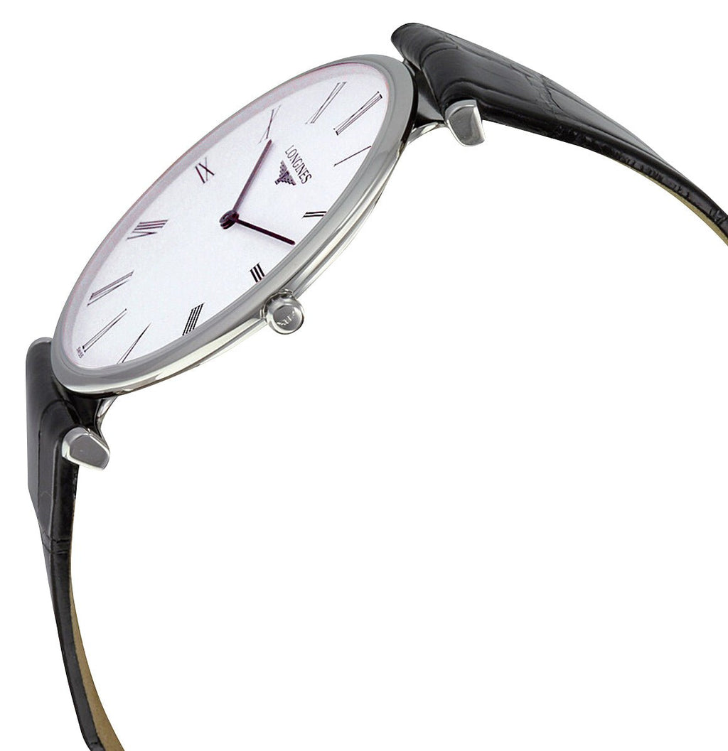 Longines La Grande Classique Stainless Steel White Dial Black Leather Strap Quartz Mens Watch L4.766.4.11.2 wholesalehk.shop