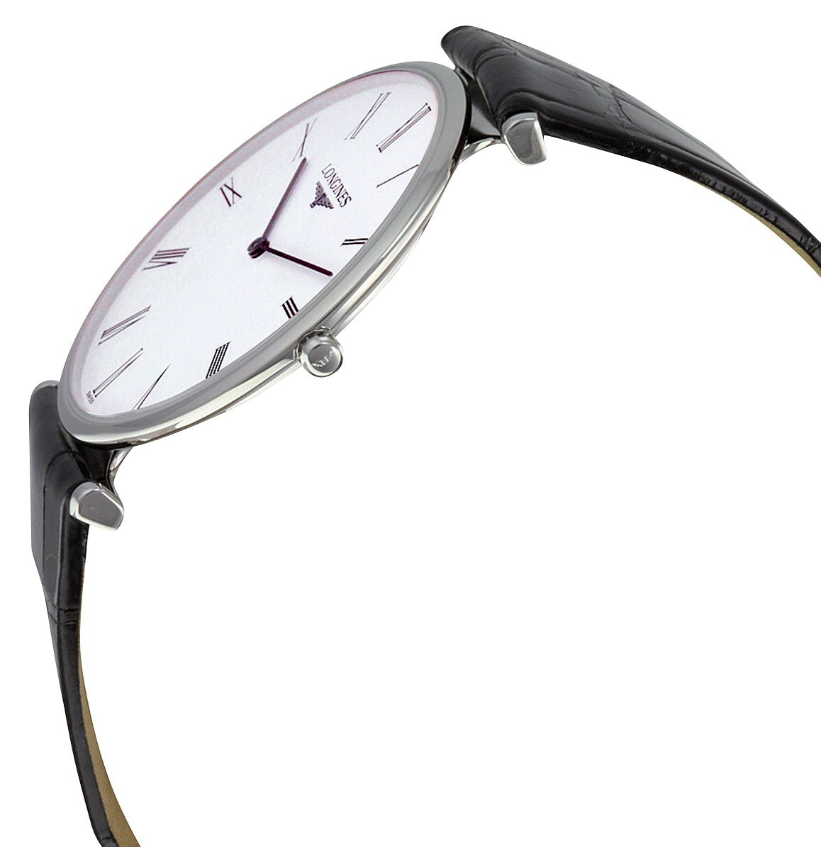 Longines La Grande Classique Stainless Steel White Dial Black Leather Strap Quartz Mens Watch L4.766.4.11.2 wholesalehk.shop