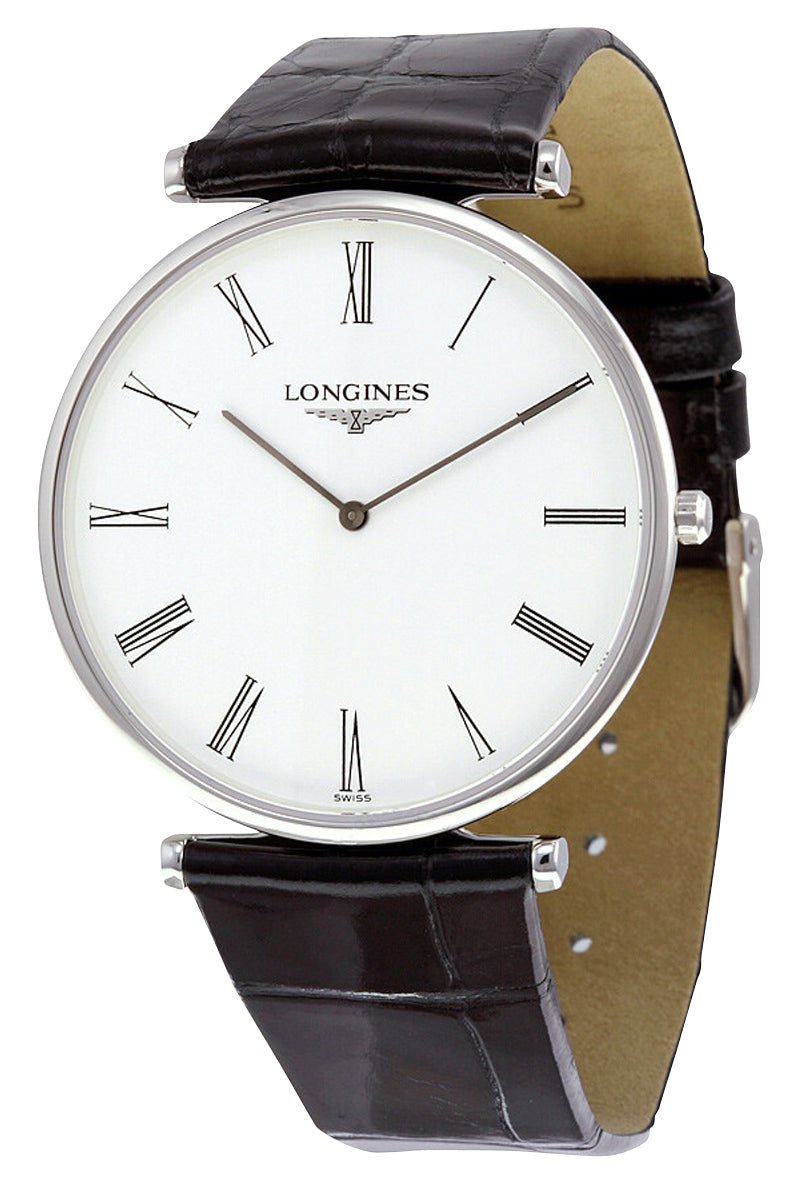 Longines La Grande Classique Stainless Steel White Dial Black Leather Strap Quartz Mens Watch L4.766.4.11.2 wholesalehk.shop