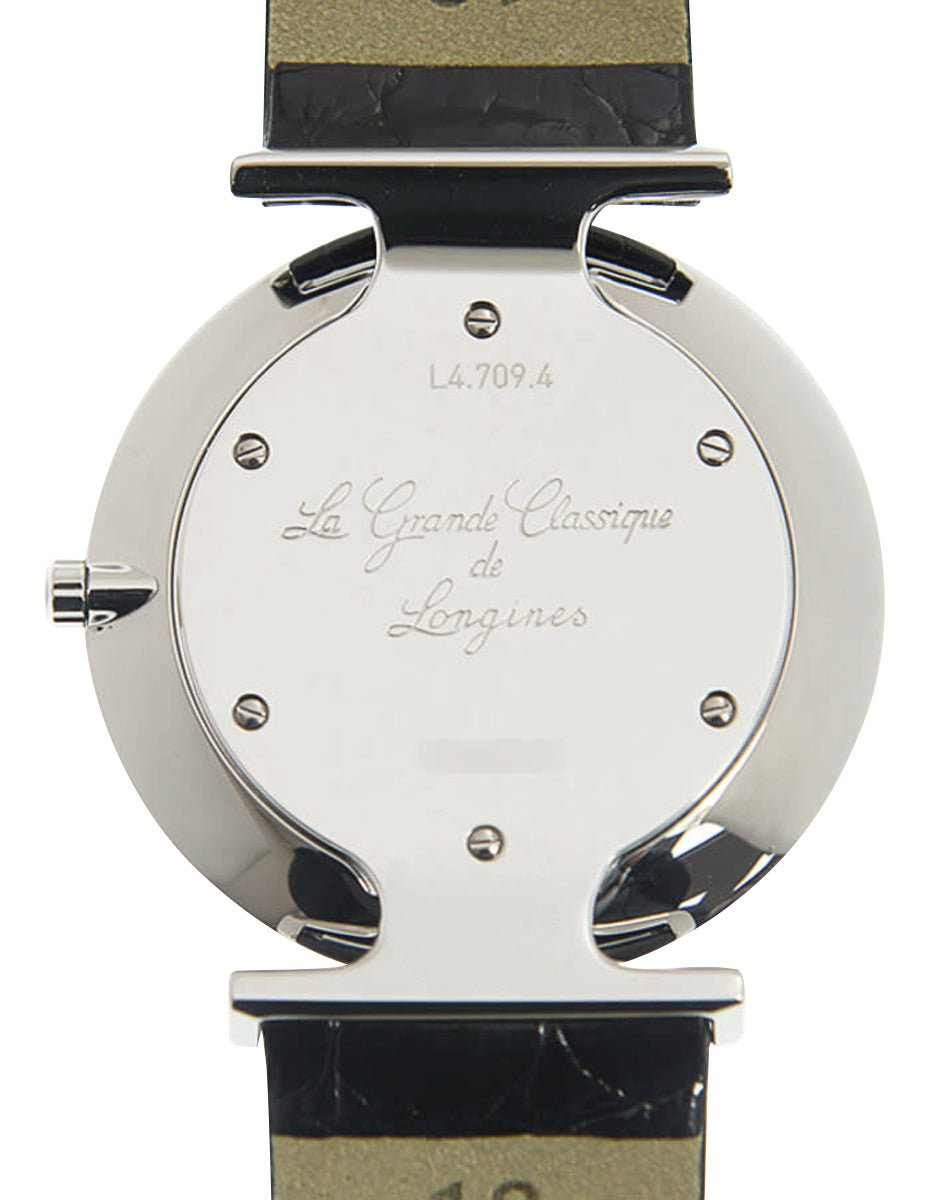 Longines La Grande Classique Stainless Steel White Dial Black Leather Strap Quartz Womens Watch L4.709.4.21.2 wholesalehk.shop
