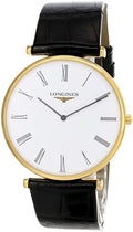 Longines La Grande Classique Yellow Gold PVD White Dial Black Leather Strap Quartz Mens Watch L4.766.2.11.2 wholesalehk.shop