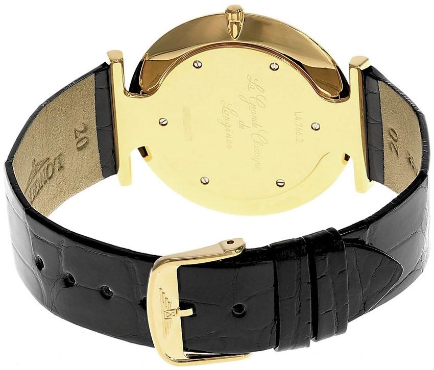 Longines La Grande Classique Yellow Gold PVD White Dial Black Leather Strap Quartz Mens Watch L4.766.2.11.2 wholesalehk.shop