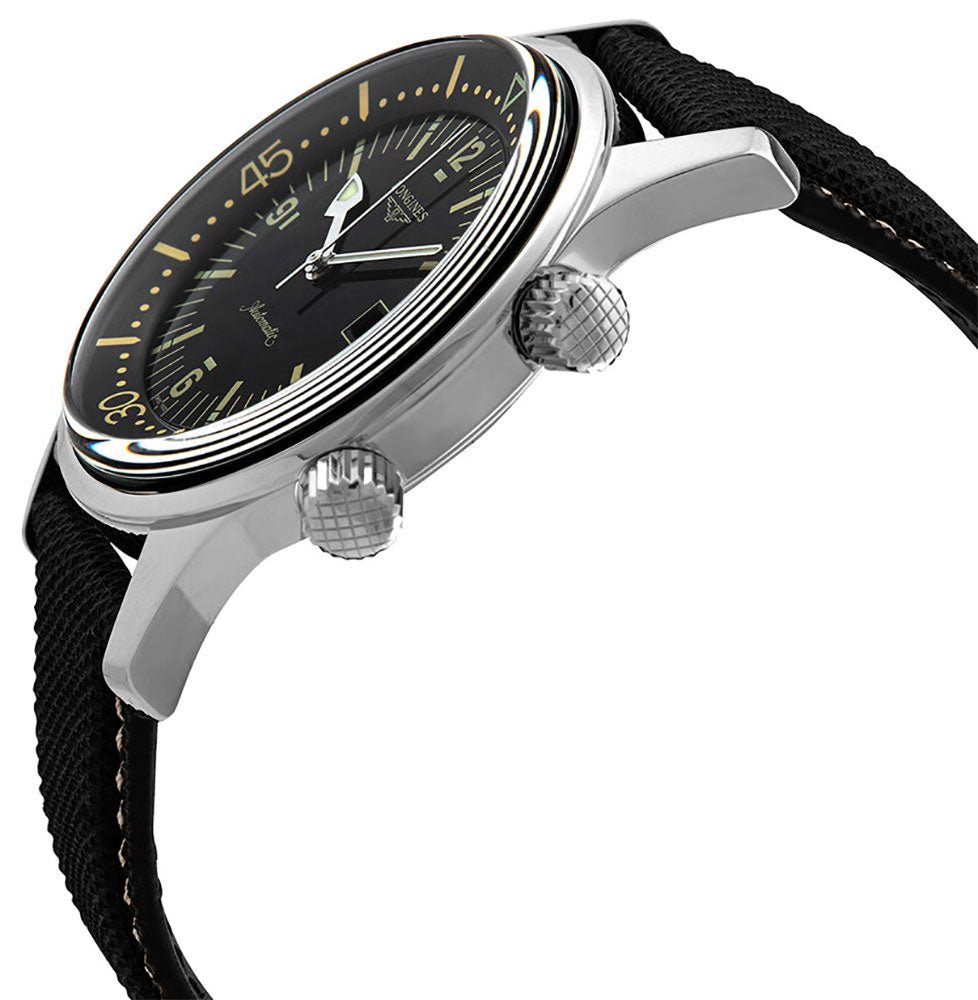 Longines Legend Diver Automatic Stainless Steel Black Dial Black Fabric Strap Date Mens Watch L3.774.4.50.0 wholesalehk.shop
