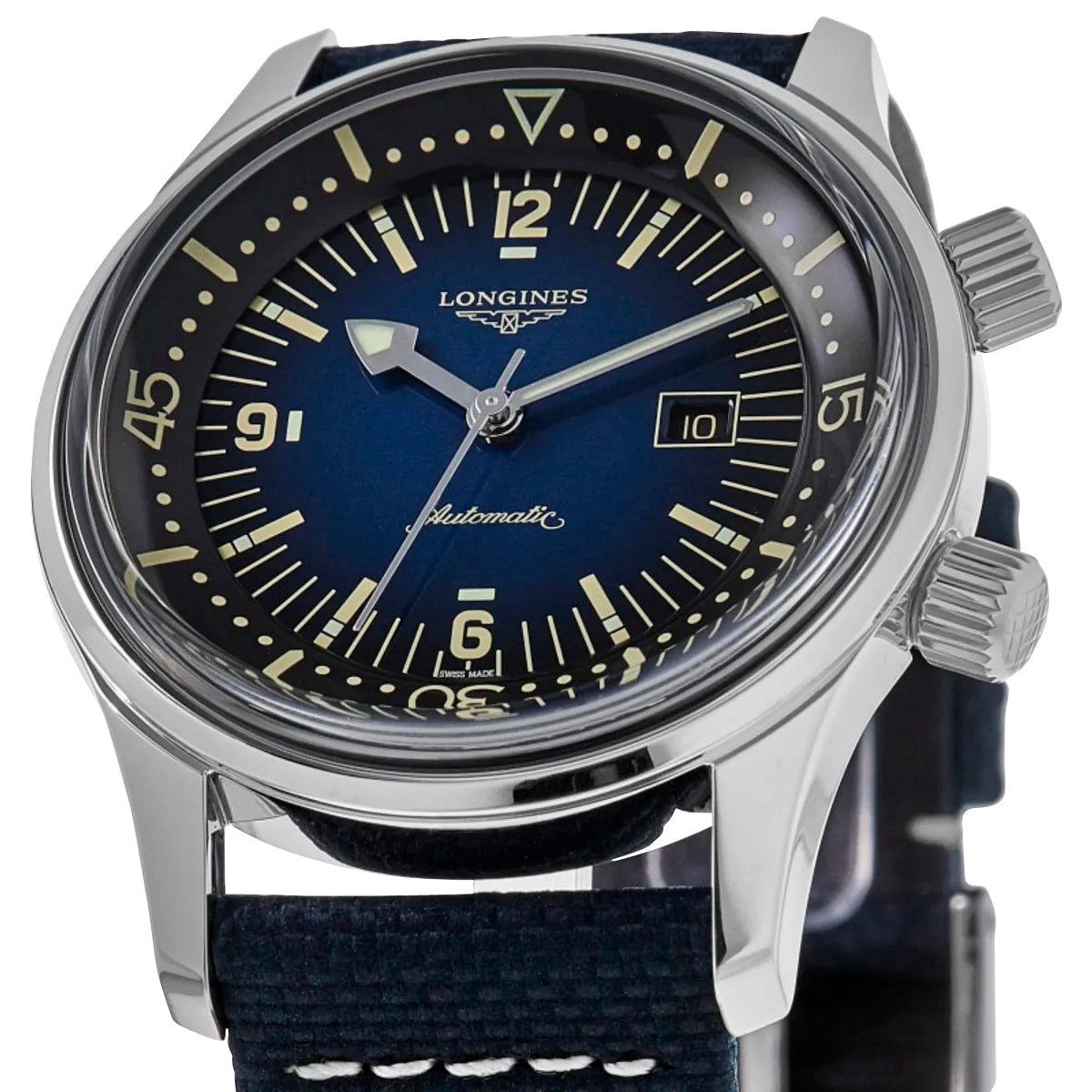Longines Legend Diver Automatic Stainless Steel Blue Dial Blue Fabric Strap Date Divers Unisex Watch L3.374.4.90.2 wholesalehk.shop