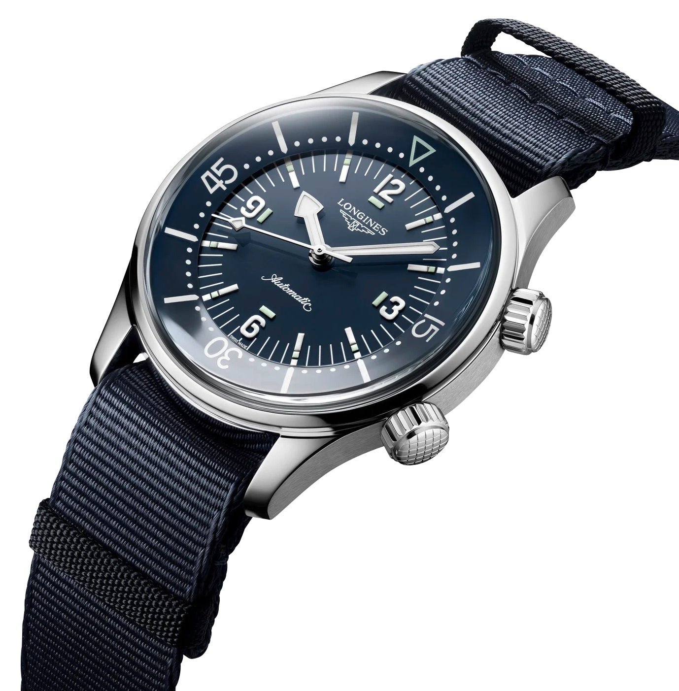 Longines Legend Diver Automatic Stainless Steel Blue Dial Blue NATO Nylon Strap Divers Mens Watch L3.764.4.90.2 wholesalehk.shop