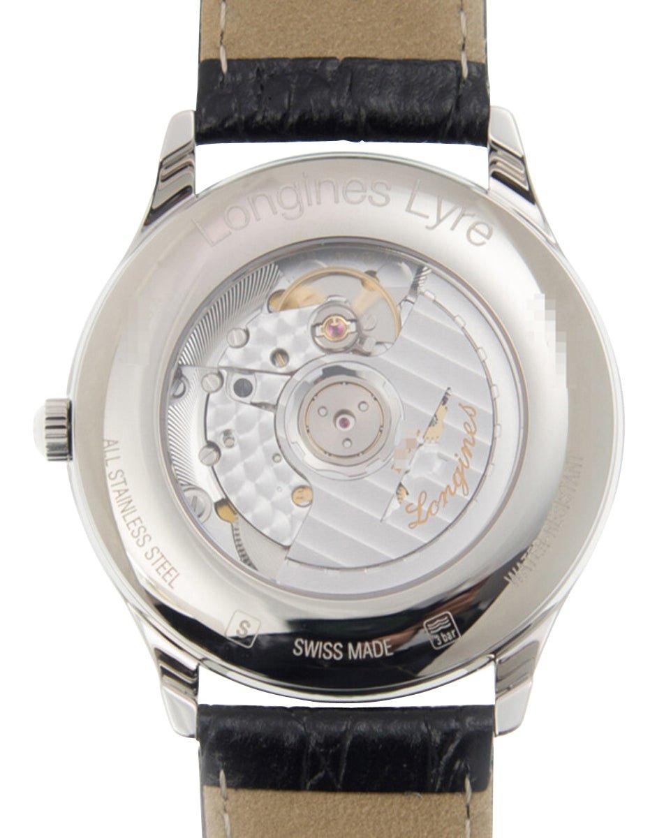 Longines Lyre Automatic Stainless Steel White Dial Black Leather Strap Date Mens Watch L4.960.4.11.2 wholesalehk.shop