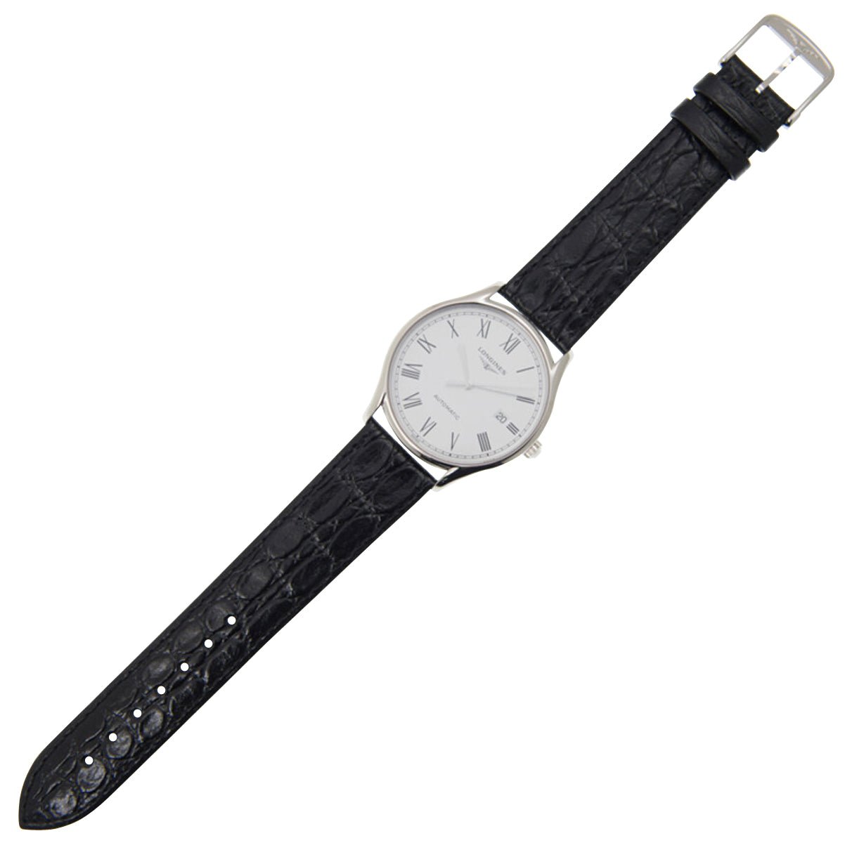 Longines Lyre Automatic Stainless Steel White Dial Black Leather Strap Date Mens Watch L4.960.4.11.2 wholesalehk.shop
