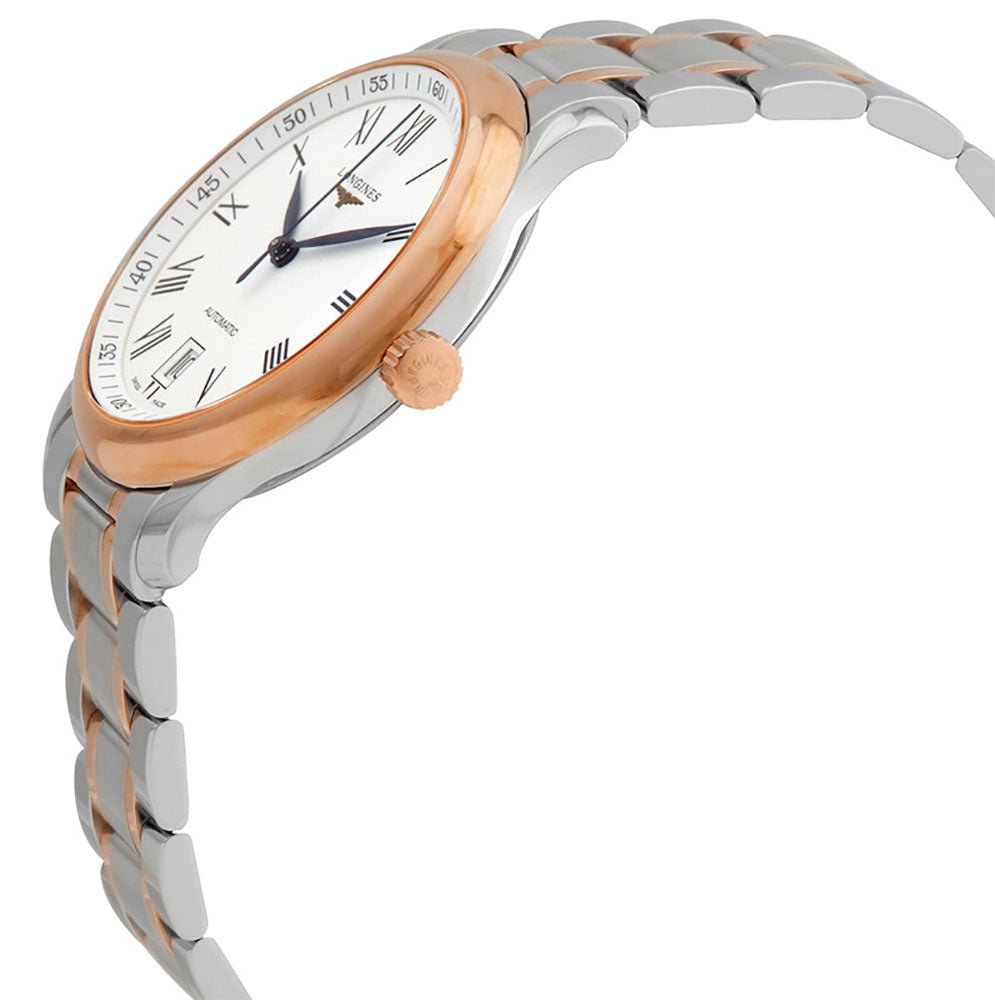 Longines Master Collection Automatic 18k Rose Gold and Steel White Dial Date Mens Watch L2.628.5.19.7 wholesalehk.shop