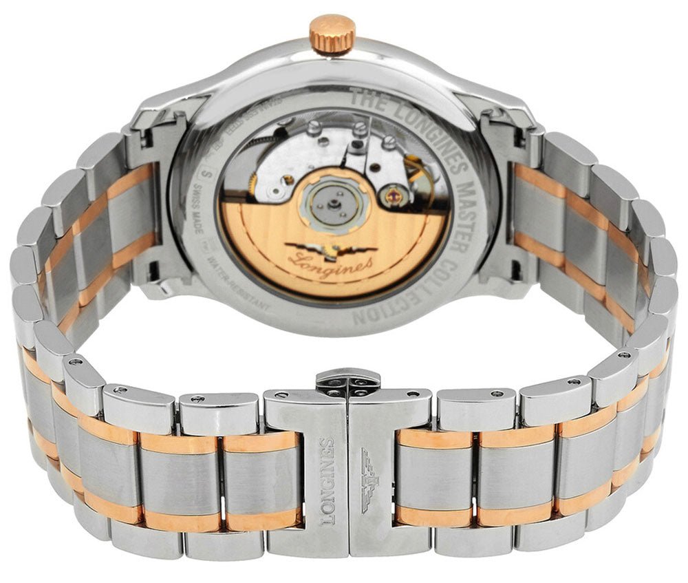 Longines Master Collection Automatic 18k Rose Gold and Steel White Dial Date Mens Watch L2.628.5.19.7 wholesalehk.shop