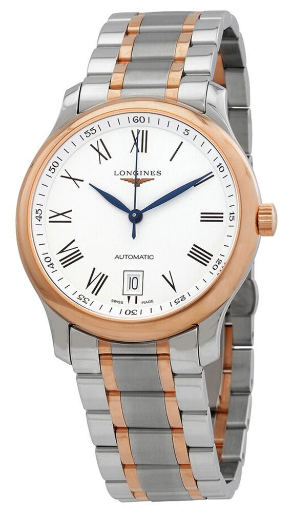Longines Master Collection Automatic 18k Rose Gold and Steel White Dial Date Mens Watch L2.628.5.19.7 wholesalehk.shop