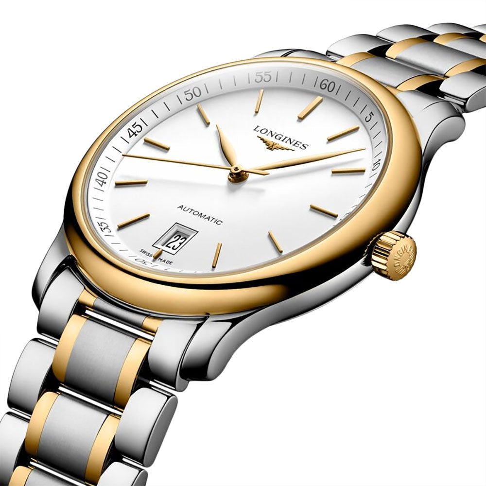 Longines Master Collection Automatic 18k Yellow Gold and Steel White Dial Date Mens Watch L2.628.5.12.7 wholesalehk.shop